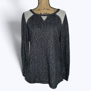 Baku Heathered Metallic Pullover Raglan Top French Terry Sporty Chic Sz 1X